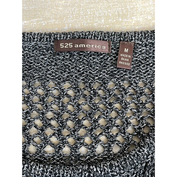 525 America Metallic Gray Long Sleeve Open Knit Sweater Womens Size Medium - Picture 5 of 6